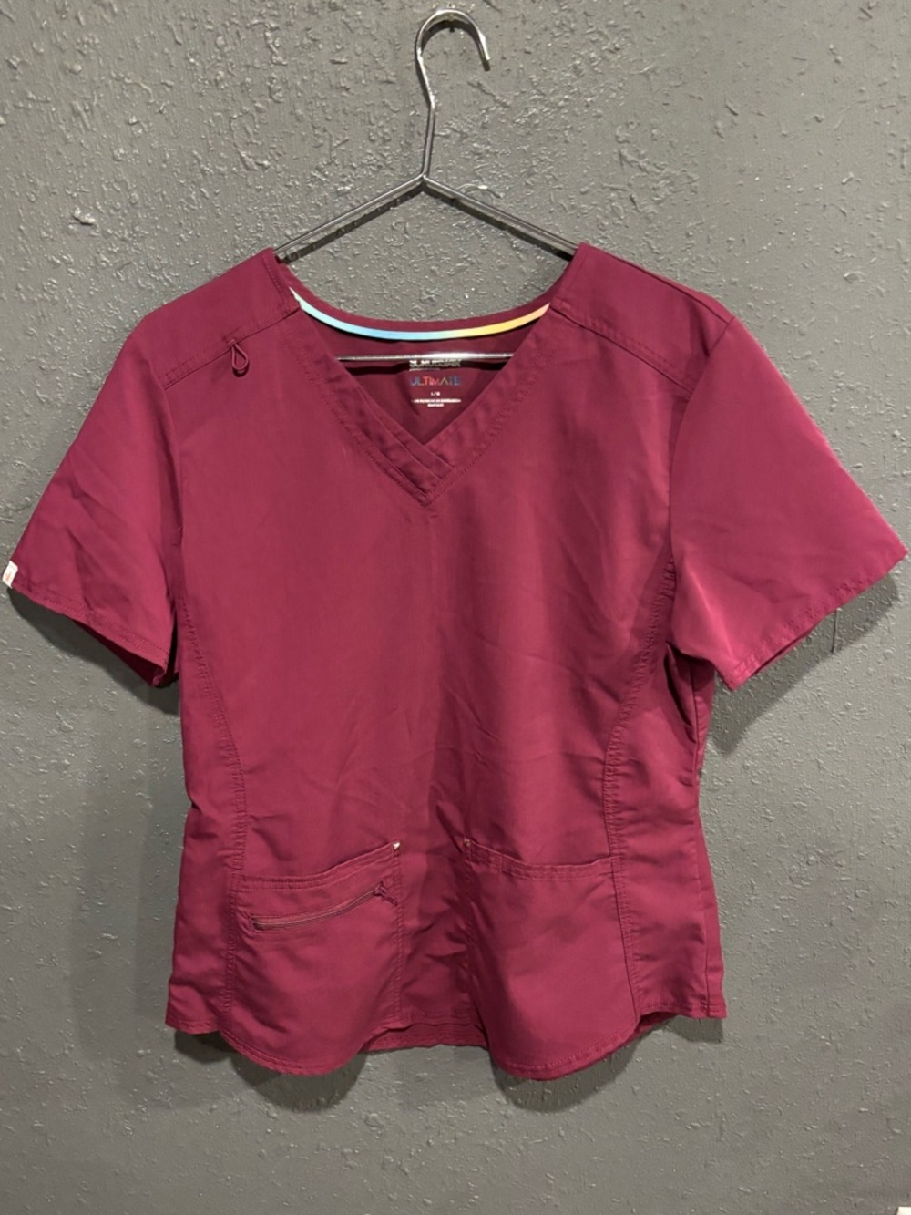 Women's Scrub Star Short Sleeve V-Neck Scrub Top in Berry Plum